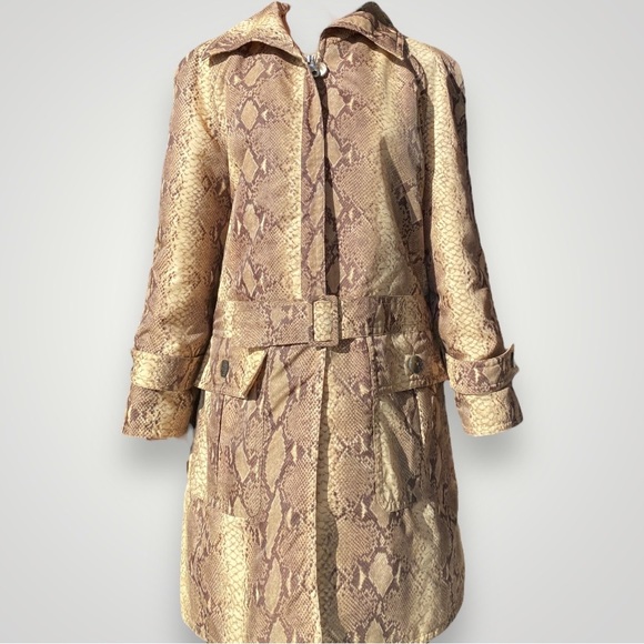 Valentino Jackets & Blazers - Valentino Snake Print Trench Coat in Brown and Tan